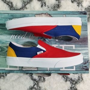 Vans men yacht club red blue slip on